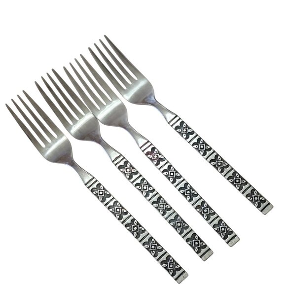 4 Ecko Eterna Montalo Fork 7.2" stainless 60s vtg midcentury mod butterfly retro - Picture 10 of 11